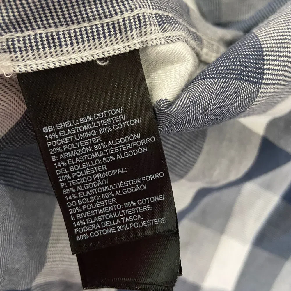 The North Face Blue and White Plaid Short Sleeve Button-Down Shirt
